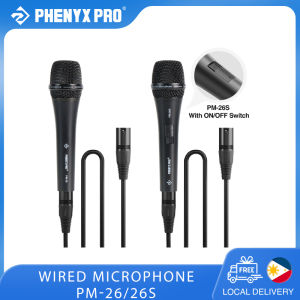 Phenyx Pro PM-26/26S Wired Vocal Microphone Professional Supercardioid Dynamic Handheld Mic with XLR Cable Clip Bag for Karaoke Singing Stage Studio