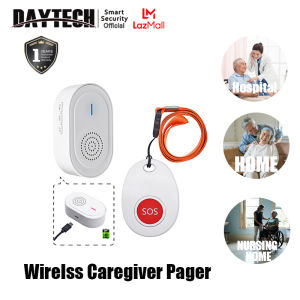 Daytech Wireless Caregiver Pager Rechargeable SOS Call Button IP55 Waterproof Call Bell Alarm for Elderly Patient Senior Home Nurse Care CC06