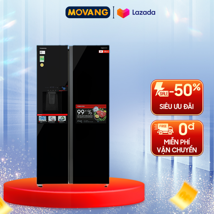 [Giao tại HCM] Tủ lạnh Toshiba Inverter 568 lít Side By Side GR-RS755WIA-PGV(22)-XK - Luồng khí lạnh đa chiều Multi Air Flow - Lấy đá viên, đá bào bên ngoài