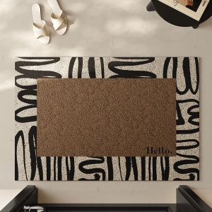 DDD Retro Luxury Entrance Mat PVC Silk Circle Dot Anti-Slip Soil Removal Door Mat American Style Hallway Rug Home Cleaning Tool