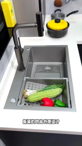 HEMOS KITCHEN FAUCET SUS 304 PULL OUT MIXER PILLAR SINK TAP GREY KEPALA PAIP DAPUR HM-1906419089-MG