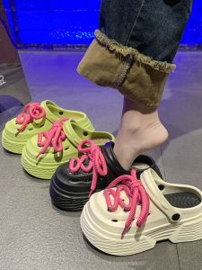 รองเท้าแตะพื้นหนาแบบสวมครึ่งนิ้วสำหรับผู้หญิงในช่วงฤดูร้อน 2025 รองเท้าแตะชายหาดแบบสวมครึ่งนิ้ว พื้นยาง รองเท้าแตะแบบสวมสบาย