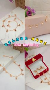 GK 020 - Gelang Kaki Dewasa Bola Kerincing Perhiasan Lapis Emas 18k Gelang Kaki Xuping Wanita - Cute