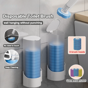 Disposable Toilet Brush With 6pcs Brush Head Comes With Cleaning Solution Bathroom Brush