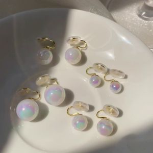 12mm Mermaid Clip on Earrings for Women Colorful Pearl Fake Piercing Ear Cuff Earing for Kids Non Piercing Earring Set Hypoallergenic Non Tarnish Accessories Jewelry