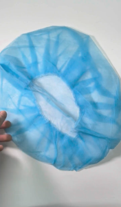 Bouffant Cap/Hair Net 100 Pcs - Blue Round Cap White Strip Cap