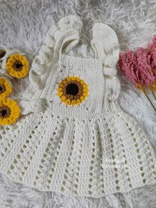 Handmade crochet cute baby dress set