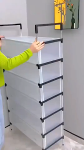 Kệ inox 5 tầng có vách ngăn chắn bụi giá để giày dép 5 tầng có nắp đậy tiện lợi tủ giày thế hệ mới