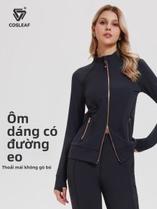 COSLEAF | Áo Khoác Yoga Cổ Đứng Dây Kéo Đôi Giảm Cân