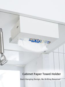 Simple Iron Art Kitchen Paper Towel Rack Hanging Storage Shelf No Drilling Required Japanese Style Organizer for Kitchen Cabinet