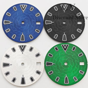 RICHUS NH35 Watch Dial 28.5mm Black Blue Green Watch Dial Green luminous Fit NH34 NH35 Movement Fit 3/3.8/4.2 oclock Crown