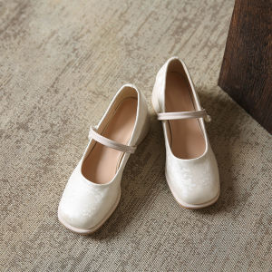 Giày Cao Gót Mary Jane Cổ Điển Kiểu Pháp Cho Nữ Giày Cao Gót Mũi Nhọn Mùa Xuân 2025 Giày Cao Gót Đế Dày Đế Phẳng Phong Cách Đường Phố