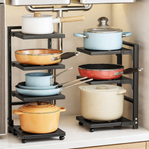 Adjustable Multi-level Pot and Pan Organizer Shelf