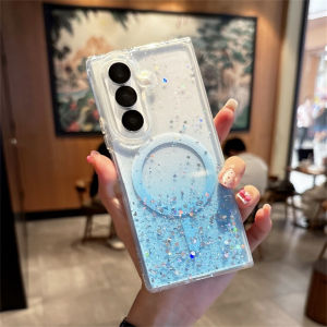 Luxury Gradient Glitter Magnetic For Magsafe Clear Phone Case For Samsung Galaxy Z Fold 7 6 5 4 3 Hard Acrylic Shockproof Cover