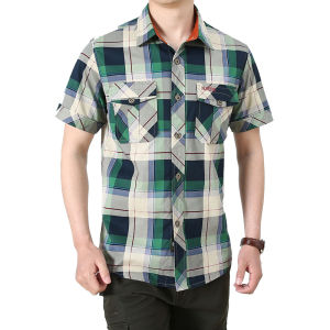 CHAFEI | Pure Cotton Plaid Mens Casual Loose Shirt