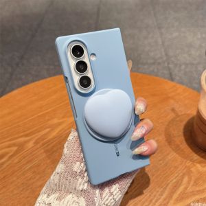 Luxury Macaron Heart Kickstand Skin Feel Magnetic Case For Samsung Z Fold 8 Ultra 7 6 5 For Magsafe Charge Slim Anti-drop Cover