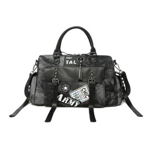 Trendy Nylon Leather Womens Handbag Fashionable Rivet Multi-Pocket Travel Bag Large Capacity Single Shoulder Bag