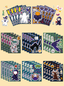 Original Halloween Face Swap Stickers DIY Waterproof Puzzle Terror Festival Scrapbooking Guka Glitter Sticker Decorative Paper