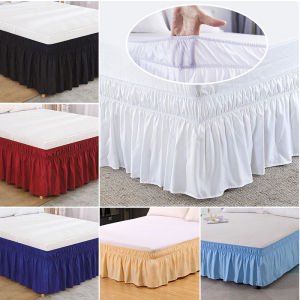 99x190ซม./137x190ซม./200x200ซม. ผ้าระบายขอบเตียงสีเข้มยืดหยุ่น/เต็ม/ควีนไซส์ยางยืดนักวิ่งมีระบาย