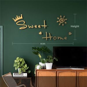 3D Acrylic Wall Stickers Alphabet Letters Modern Simple Style Living Room Bedroom TV Background Wall Decorations Home Improvement