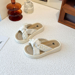 Stylish Pearl Slip-on Flip Flops Beach Shoes