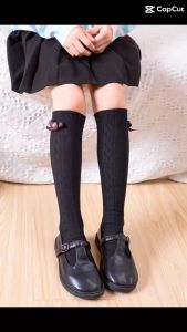 Tất Cotton Dài Đến Đầu Gối Hình Nơ Cho Bé Gái Phong Cách Công Chúa Nước Anh VG29