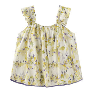 Gentle Resort Style Round Collar Flutter Sleeve Tank Top