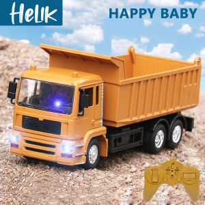 Dump Truk Remote Control Mainan RC Truk Pemuat Konstruksi dengan Lampu dan Musik 8 Channel 1:24