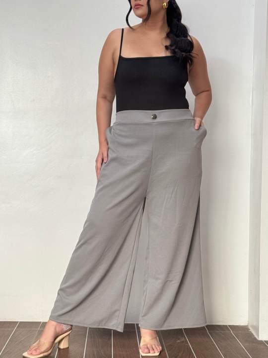 PLUS SIZE WIDE LEG PANTS WITH POCKETS XL-4XL Lazada PH