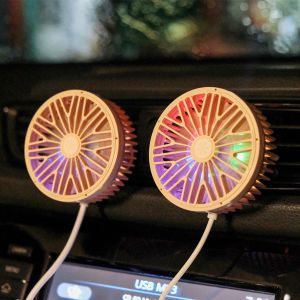 7 Blade Air Cooler USB Electric Car Auto Air Vent Clip Outlet Electric Fan Mini LED Light