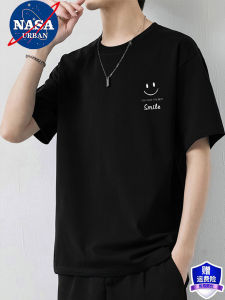 Áo Thun NASA Cotton Nguyên Chất Tay Ngắn Mùa Hè Thời Trang Lụa Băng Cổ Tròn Nụ Cười Tay Lửng Áo Thun Nam Tay Ngắn Thoáng Khí