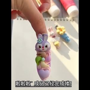 Glue cream DIY set hair clip & Gooka Key chain Cream glue 3D Cartoon Resin Accessories kids girl boy Party gift 咕卡发夹奶油胶