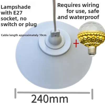 24cm Grey Large Waterproof Outdoor Light Shade E27 Screw Thread with 10cm Copper Wire for Home Decor Lighting Accessories