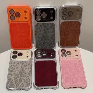 Luxury Shockproof Leopard Print Case For iPhone 17 16 15 14 Pro Max Original Lens Glass Electroplating Bumper Retro Cover Funda