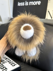 Adorable Lion Keychain Plush Fur Otter Fur Bag Car Decorations Gifts Simba Doll Car Key Holder Bag Accessories by Rui Qiu
