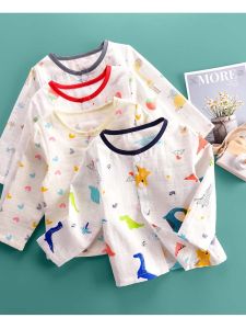 เสื้อผ้าเด็กเสื้อคาร์ดิแกนผ้าฝ้ายแท้ชุดนอนแขนยาวเด็กทารกแรกเกิดแบบบางระบายอากาศได้ดีสำหรับฤดูร้อนชุดใส่ในห้องแอร์สำหรับเด็กชายและเด็กหญิง