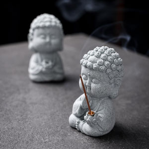 New Chinese Style Small Buddha Green Sandstone Tea Pet Tea Play Ornament Creative Incense Holder Lotus Platform Desktop Decorations