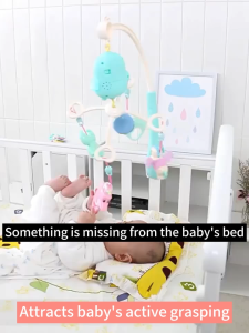 doudou Hanging Crib Toy with Music Remote Control Light Rotation Baby Bed Bell Newborn Sleep Aid