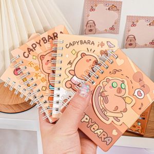 Capybara Panda Mini Journal A7 Pocket Spiral Notebook with Velcro Closure for Student Portable Pad