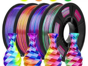 Sợi Nhựa PLA In 3D Tricolor Silk 1.75mm 250g Cuộn Chất Liệu Độ Chính Xác Cao Dành Cho Hầu Hết Máy In 3D FDM
