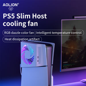 Aolion RGB Temperature Sensing Side-mounted Cooling Fan For PS5 Slim Digital/Disc Version 2 USB Ports Host Side Cool For PS5 PRO