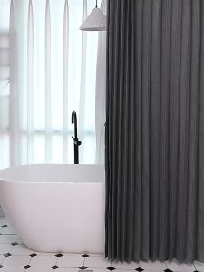 Bren High Quality 120cm 180cm Foldable Shower Curtain Waterproof with Rod Set for Bathroom Makapal Thick Washable Cloth