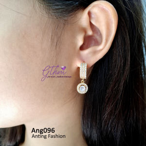 Anting Klip Jurai Mata Bulat Solitaire Elegan Cocok dipakai pesta jalan-jalan perhiasan fashion Kualitas premium ang096