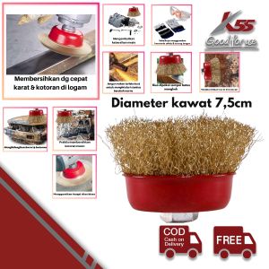 K55 Sikat Mangkok - Sikat Kawat - Mata Gerinda Wire Cup Brush 3" Gerinda kawat Besi Stainless Steel Grinda Baja Logam Aluminium Stainles.