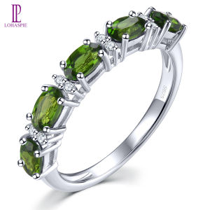 Lohaspie Đồ Trang Sức Bất 1.23 Carats 925 Sterling Vòng Tròn Bạc Tự Nhiên Chrome Diopside Nhẫn 925 Vòng Tròn Bạc Phụ Nữ Gốc Engagement Ring Cho Phụ Nữ Bạc 925 Đồ Trang Sức