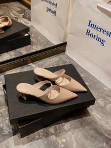 Xiao Fan Chen Women's Mule Slippers: Summer 2024 Pointed Toe Thick Heel Outdoor Wear