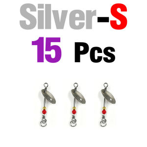 MNFT 15Pcs S/M/L Metal Scale Spinner Spoon Lures Gold Silver Sequins Hard Fishing Bait Red Bead Spinnerbait for Bass Trout Pike
