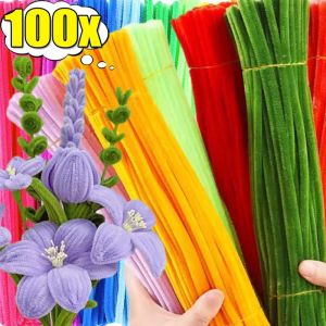 100Pcs Colorful Plush Chenille Sticks Pipe Cleaners Bending Plush Wired Sticks Kids DIY Crafts Wedding Decor Chenille Stem
