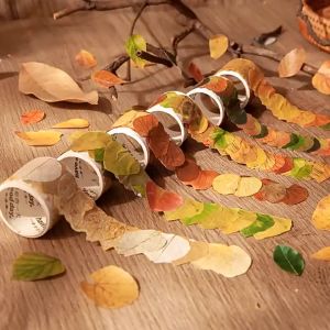 50 pcs/roll Fallen Leaves Decorative Adhesive Tape Masking Washi Tape Scrapbooking Sticker Label DIY Stationery