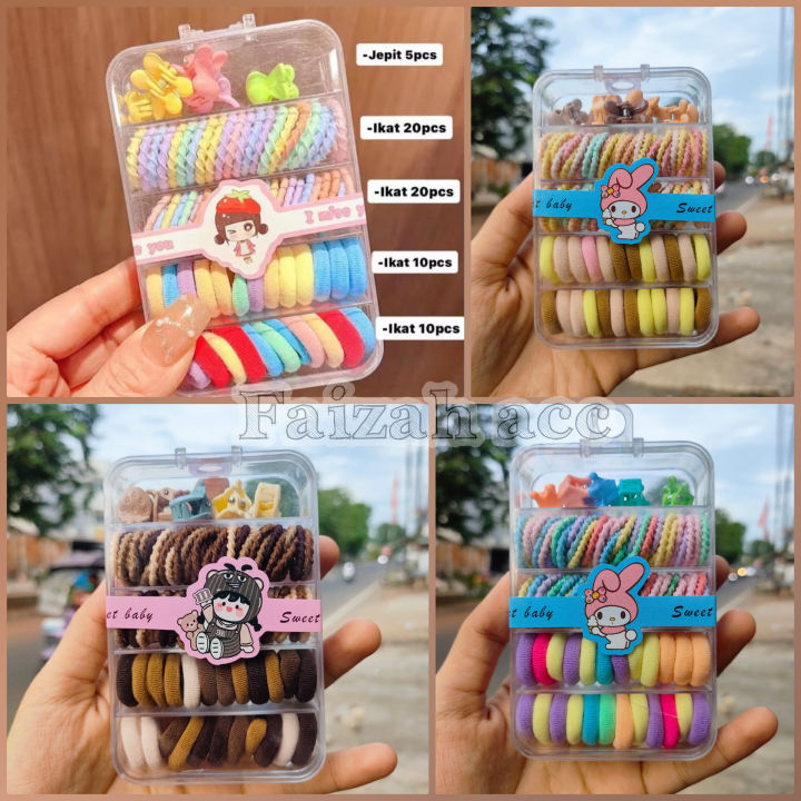 FREE BOX - AKSESORIS RAMBUT SET ANAK MODEL KOREAN / KUNCIRAN JEPITAN ...